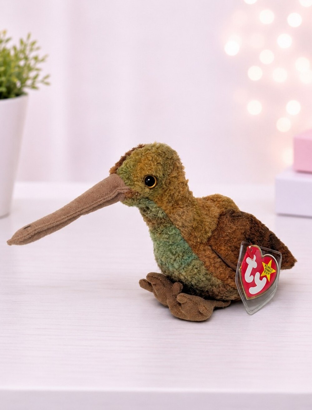 Ty Beanie Baby Beak Kiwi Green Chest